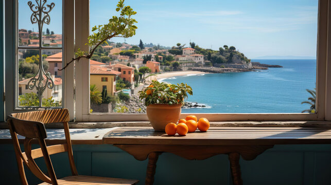 terrace of a hotel - Generative Ai