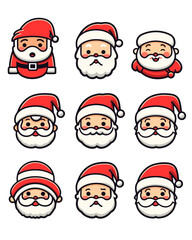 Set of Christmas illustrations of Santa Claus