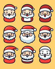 Set of Christmas illustrations of Santa Claus