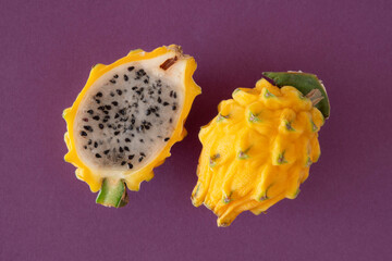 Close-up of yellow dragon fruit or pitaya