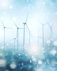 wind turbine in the wind background illustration with lots of blurry bokeh and room for copy