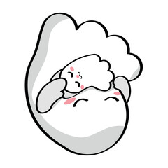 Cute sleeping ghosts of owner and cat on white background