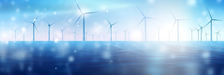 wind turbine in the wind background illustration with lots of blurry bokeh and room for copy