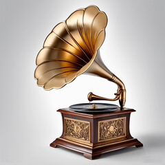 an old gramophone isolated on a white background