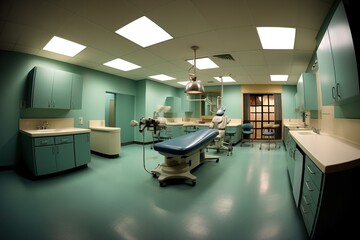 AI generated interior of surgical clinic background, no people