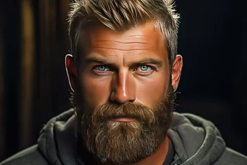 Foto op Plexiglas Portrait of a man European with a beard. © leo_nik