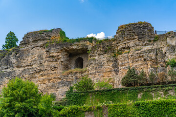Fototapeta na wymiar Bock Casemates, a rocky fortification in Luxembourg City