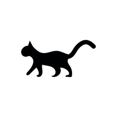 Silhouette of black cat on white background