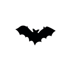 Silhouette of creepy bat on white background