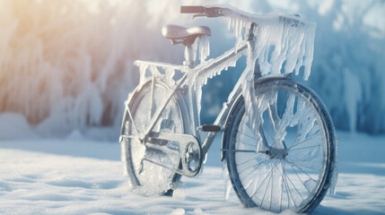 bicycle in the snow - Powered by Adobe