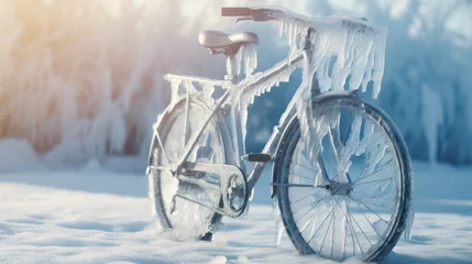 Foto auf Alu-Dibond Fahrrad bicycle in the snow