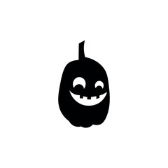 Silhouette of terrible Halloween pumpkin on white background