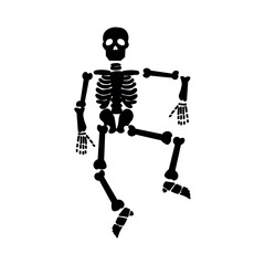 Dancing skeleton on white background