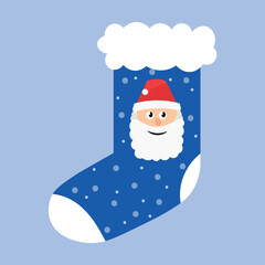 Beautiful Christmas sock on color background