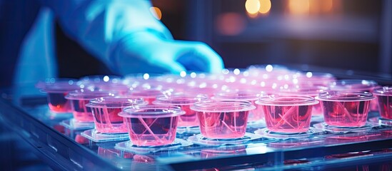 DNA samples are placed in a 96 well plate for PCR testing With copyspace for text