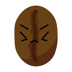 Stressed coffee bean on white background