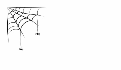 Spooky Halloween spider web with two spiders