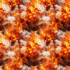 Explosions with Plumes of White Smoke and Fragments. Seamless Repeatable Background.