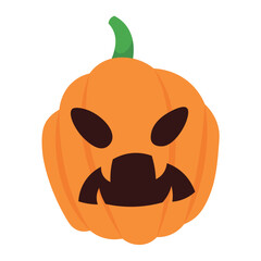 Scary Halloween pumpkin on white background