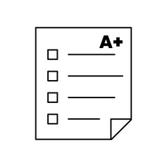 Answer sheet for school test on white background