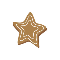 Christmas gingerbread cookie in shape of star on white background