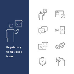 企業のコンプライアンスに関するラインアイコンセット