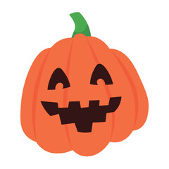Carved Halloween pumpkin on white background