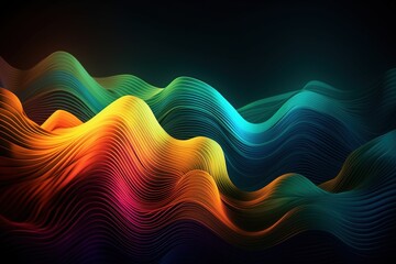 Abstract Colorful Wave Fractal Background. 3D Fluid Curves and Waves Liquid Lines Illustration Background.