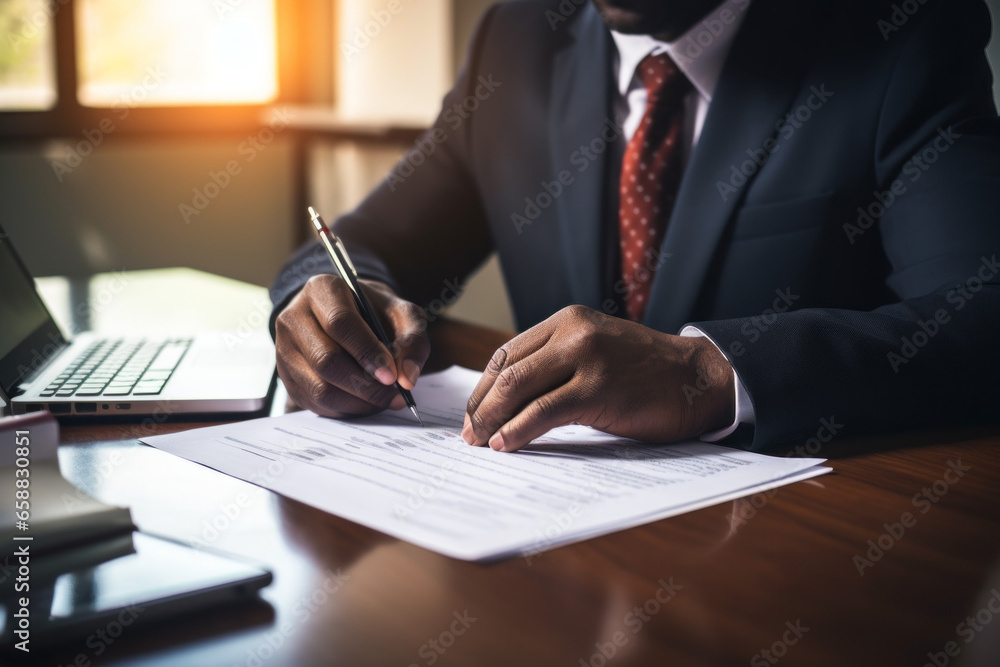 Poster signing an agreement or contract. background with selective focus and copy space