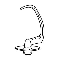 Dough hook of kneading machine on white background