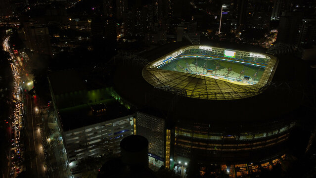 Aerial view of soccer team palmeiras allianz parque in São Paulo, Brazil. Photo made in São Paulo, SP, Brazil in 10 Nov 2023