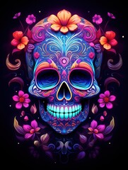 a colorful skull with flowers