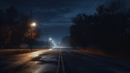 Illustration of Rural Roads at Night