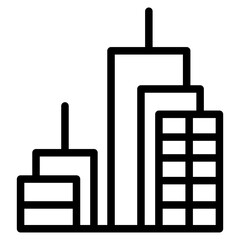 Apartment building  in city with line icon style