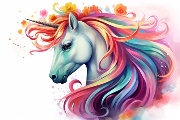 Obraz na płótnie Canvas a unicorn with rainbow hair