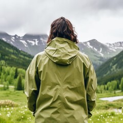 a person standing in a field looking at mountains