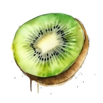 Kiwi watercolor isolated on white