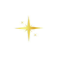Drawn golden stars on white background 