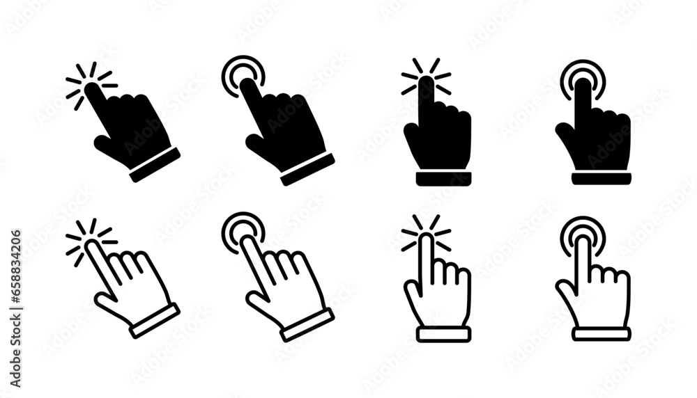 Poster hand click icon vector. clicking finger icon. pointer icon