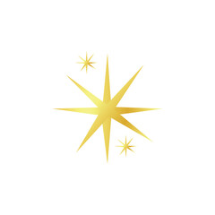 Drawn golden stars on white background 