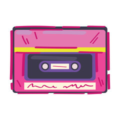 Retro cassette on white background