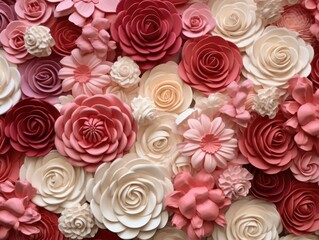 a group of flowers made of paper