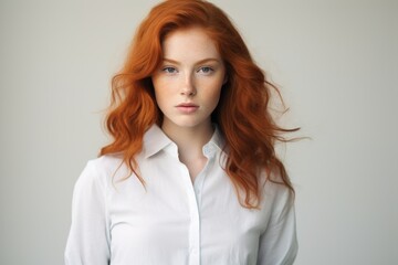 a woman with red hair and freckles