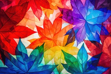 a group of colorful leaves