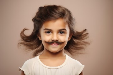 a girl with a mustache