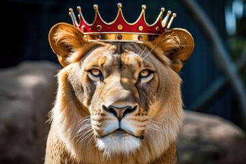 a lion with a crown - Powered by Adobe