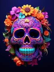 Fototapeta premium a colorful skull with flowers