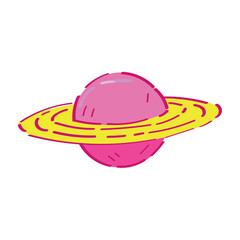 Icon of planet Saturn on white background