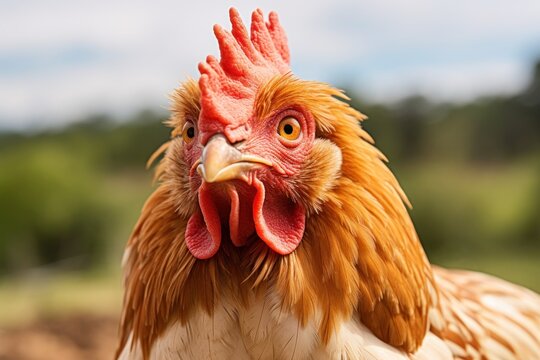 a close up of a rooster