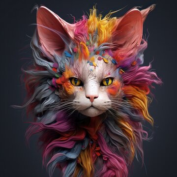 a colorful cat with long ears